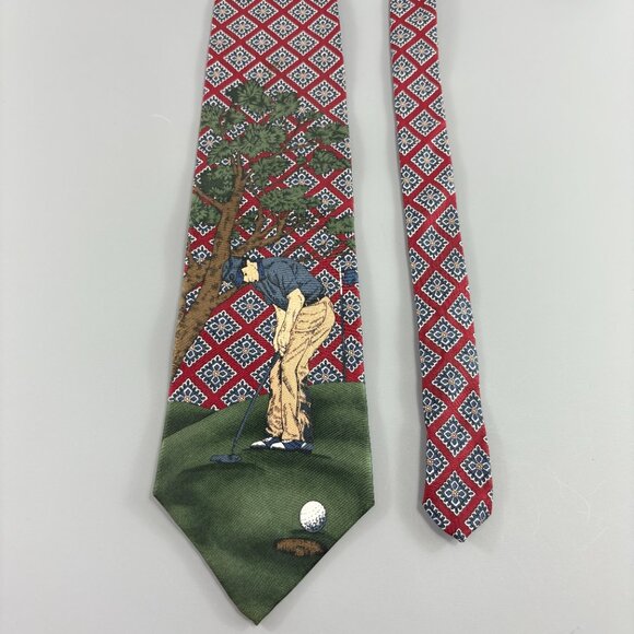 Corporate Casual Van Heusen Golfer / Golf Men's Tie 3 3/4" x 60" Vintage - Picture 1 of 4